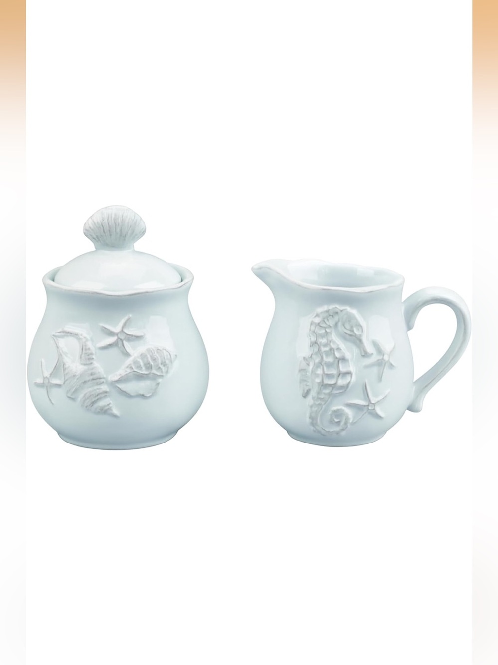 BLUE SKY CLAYWORKS NWT 2pc Laguna coastal cottage creamer/lidded sugar